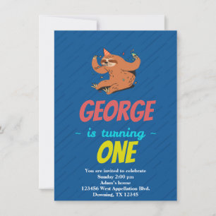 Custom Child Sloth Cartoon Invitation