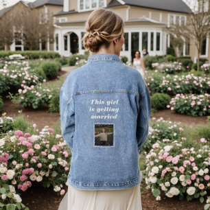 Custom Childhood Photo Bride To Be Wedding Denim Jacket