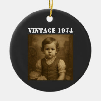 Custom Childhood Photo & Year Vintage Personalised Ceramic Tree Decoration