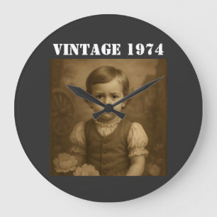 Custom Childhood Photo & Year Vintage Personalised Large Clock