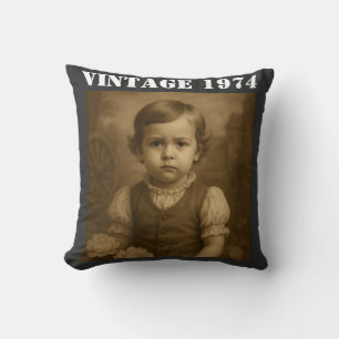 Custom Childhood Photo & Year Vintage Personalized Cushion