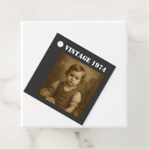 Custom Childhood Photo & Year Vintage Personalized Favour Tags