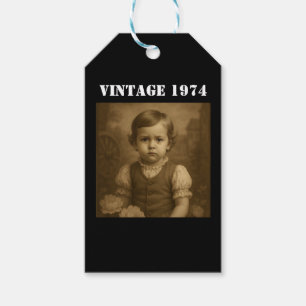 Custom Childhood Photo & Year Vintage Personalized Gift Tags