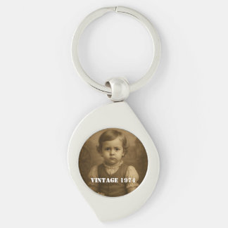 Custom Childhood Photo & Year Vintage Personalized Key Ring