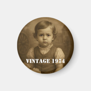 Custom Childhood Photo & Year Vintage Personalized Magnet