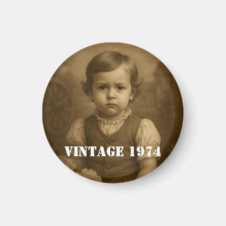 Custom Childhood Photo & Year Vintage Personalized Magnet