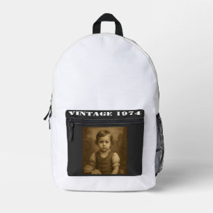 Custom Childhood Photo & Year Vintage Personalized Printed Backpack