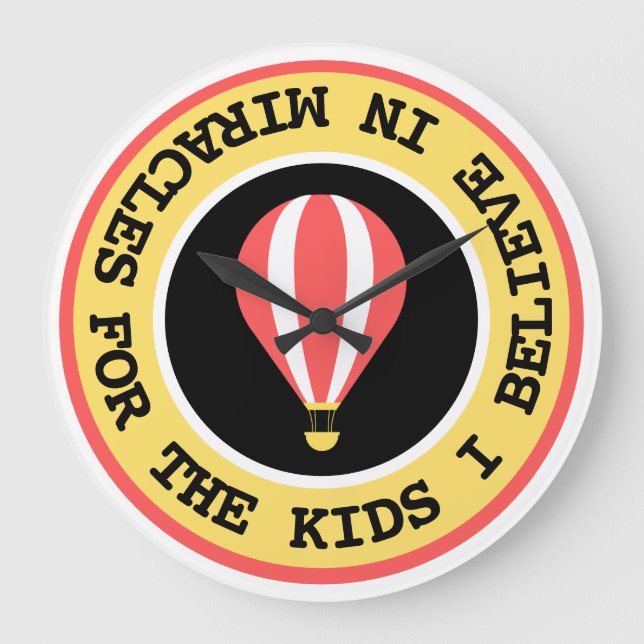 Custom Children's Miracle Network Name Red Yellow Large Clock (Front)