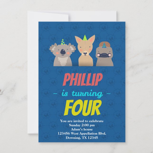 Custom Childs Birthday Card Animals Hats Cartoons (Front)