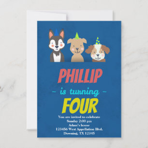 Custom Childs Dogs Pets Hats Cartoons Invitation
