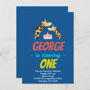 Custom Child's Giraffes Masks Cartoon Invitation -