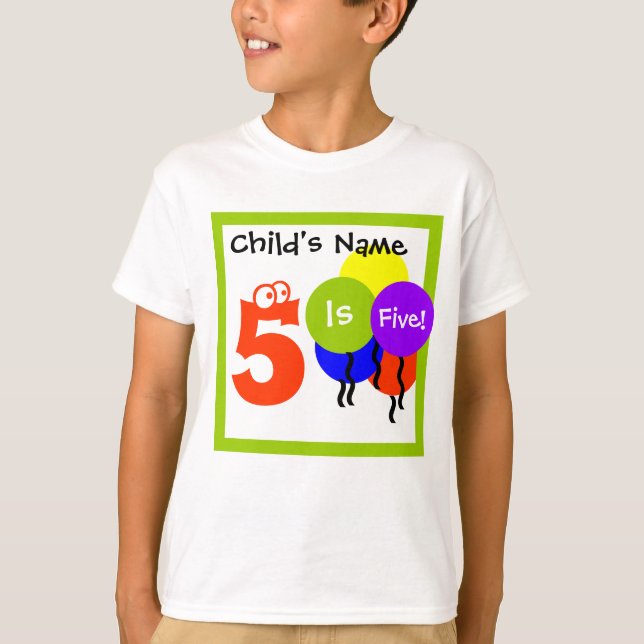 custom child's shirt : fill in name "is 5" (Front)