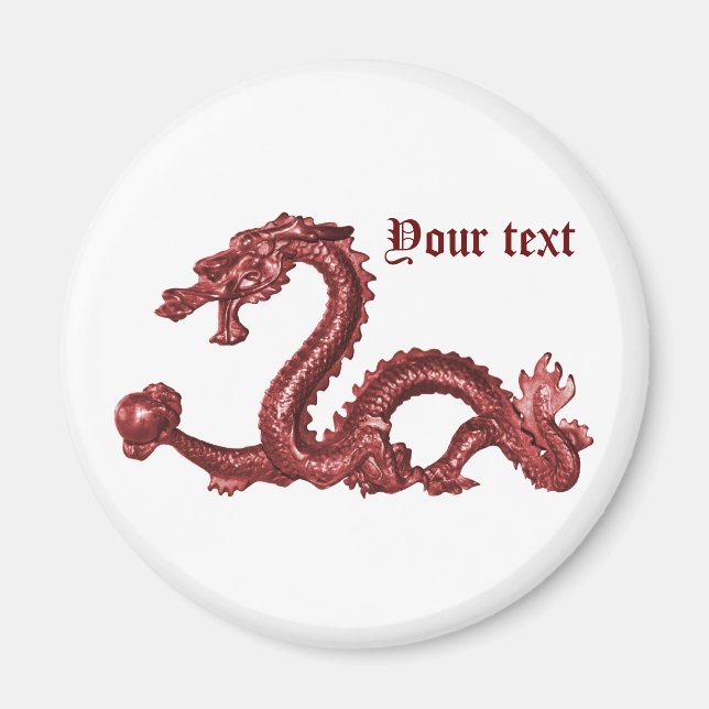 Custom Chinese Dragon Name Fantasy Design Magnet (Front)