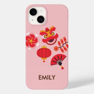 Custom Chinese New Year Icons Pink Blossom Case-Mate iPhone 14 Case