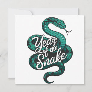 Custom Chinese New Year of the Snake Teal White  Card