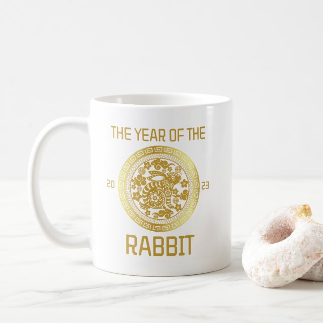 Custom Chinese year of the rabbit 2023 Coffee Mug (With Donut)