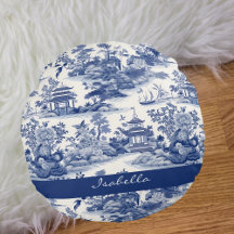 Custom Chinoiserie Pattern Pagoda Blue White