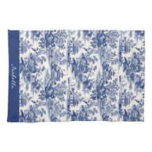 Custom Chinoiserie Pattern Pagoda Blue White