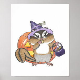 Custom Chipmunk Halloween Animal Nursery Poster