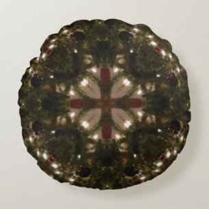 Custom Chocolate Brown Designed Round Pillow