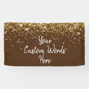 Custom Chocolate Brown & Gold Birthday Party Photo Banner
