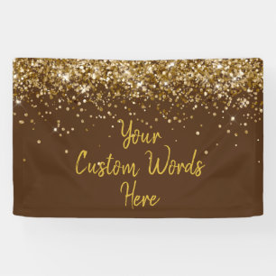 Custom Chocolate Brown & Gold Birthday Party Photo Banner