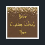 Custom Chocolate Brown Gold Glitter Birthday Party Napkin<br><div class="desc">personalised sweet 16 paper napkin,  personalised 1st 15th 16th serviette,  wedding reception cocktail hen do,  quinceanera mis quince for her,  couple rehearsal dinner vow renewal,  daughter bridal shower high school,  son college graduate baby boy,  25th anniversary 30th 40th 50th,  girl bachelorette weekend night 18th,  20th 21st wife husband graduation</div>