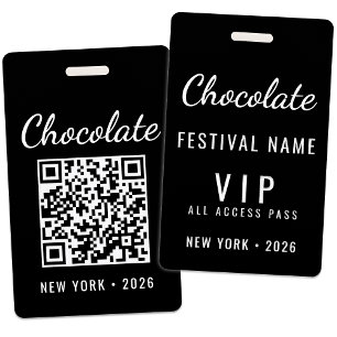 Custom Chocolate Festival Event QR Code VIP ID Badge