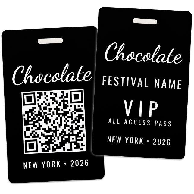 Custom Chocolate Festival Event QR Code VIP ID Badge (Creator Uploaded)