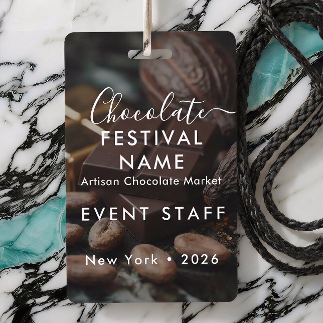 Custom Chocolate Festival Event Staff Photo ID Badge (Creator Uploaded)