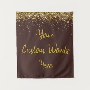 Custom Chocolate & Gold Birthday Party Photo Booth Tapestry