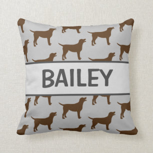 Custom Chocolate Lab Dog Silhouette Cushion