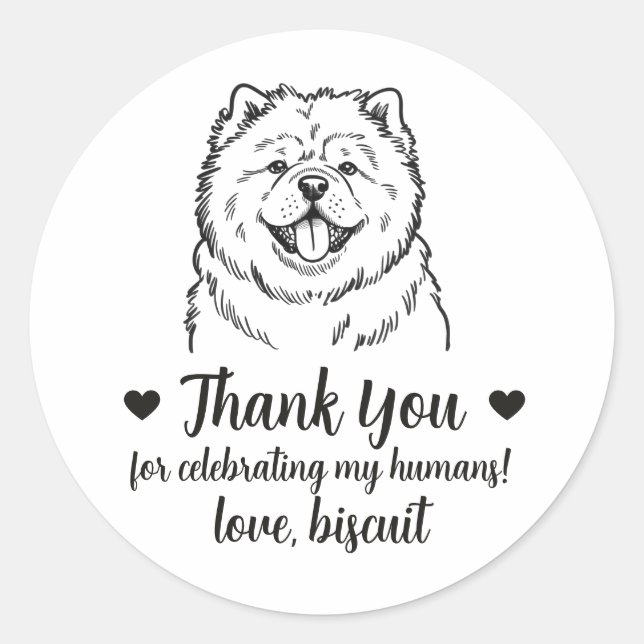 Custom Chow Chow Dog Wedding Favour Stickers (Front)