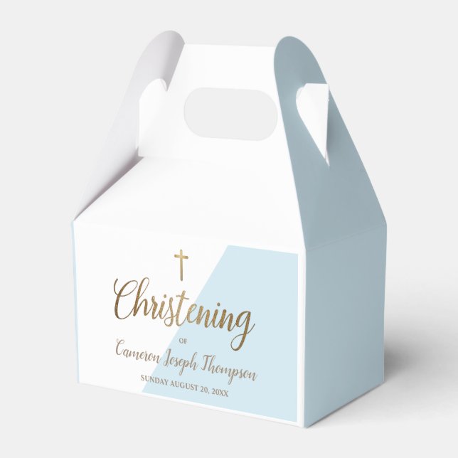 Custom Christening Blue baby boy Favour Box (Front Side)