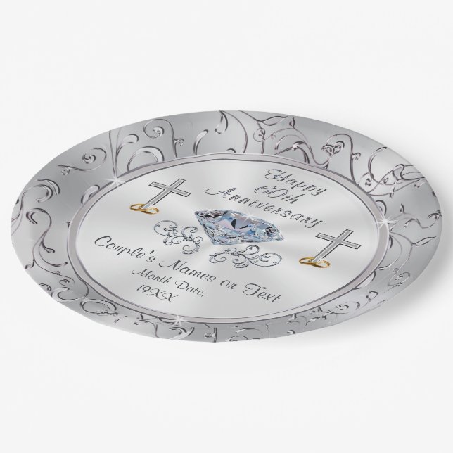 Custom Christian 60th Anniversary Paper Plates (Angled)