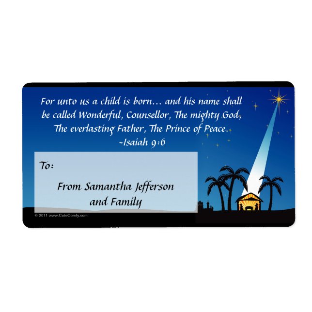 Custom Christian Bible Verse Christmas Gift Tag (Front)