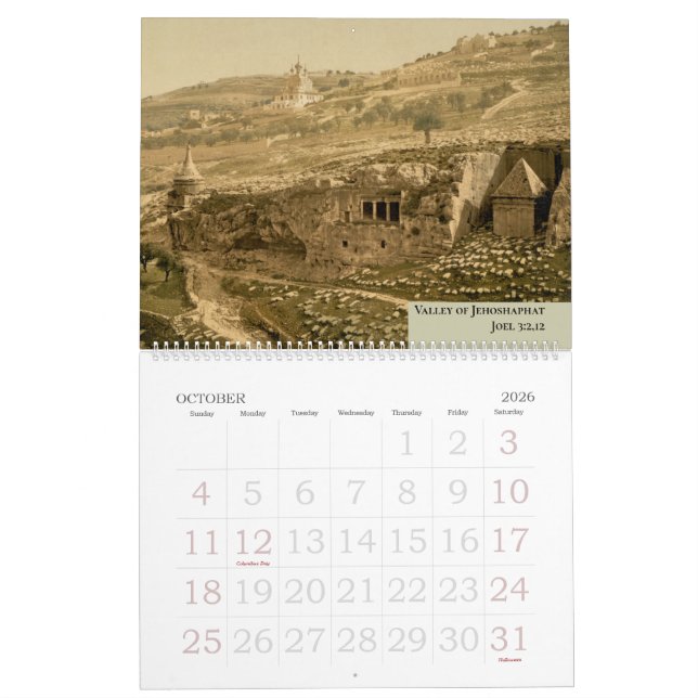 Custom Christian Bible Vintage Photo Church Family Calendar (Oct 2026)