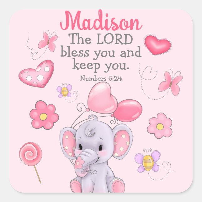 Custom Christian Blessing Scripture Pink Sticker (Front)