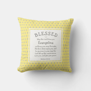Custom Christian Blessing Yellow Polka Dot Baby Cushion