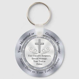 Custom Christian, Funeral Keepsakes for Guests Key Ring