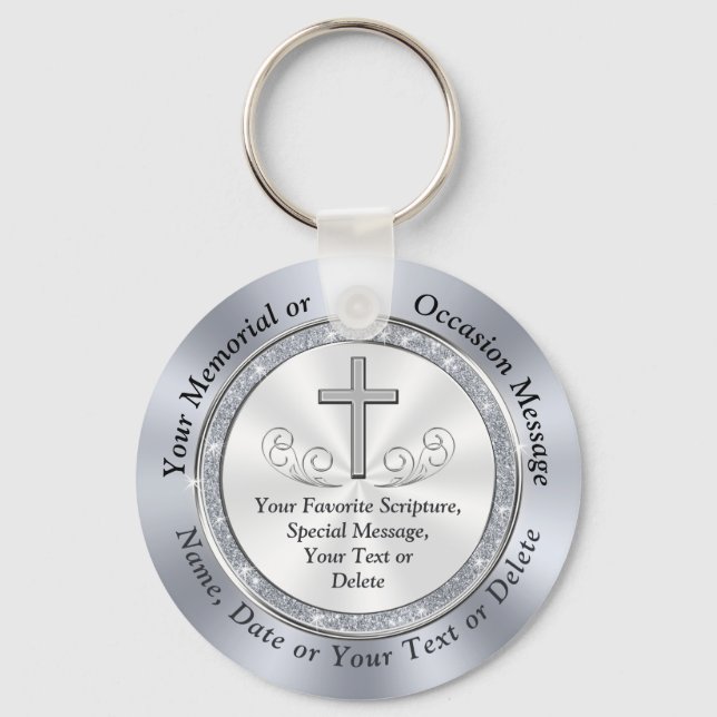 Custom Christian, Funeral Keepsakes for Guests Key Ring (Front)