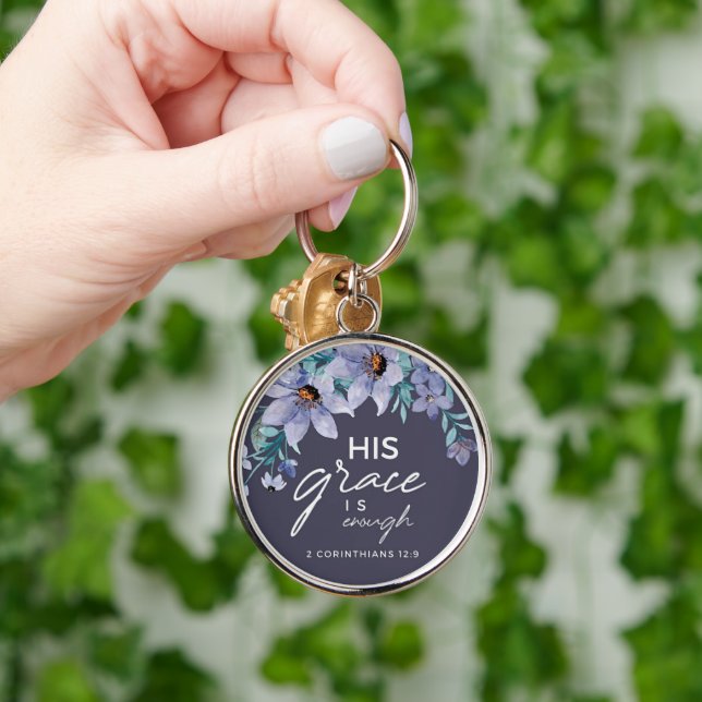 Custom Christian His Grace is Enough Key Ring (Hand)