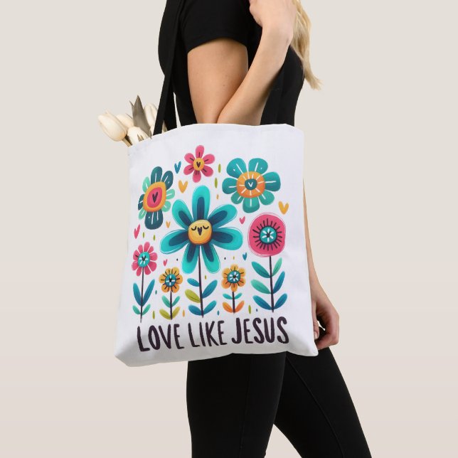 Custom Christian Love Like Jesus Tote Bag (Close Up)