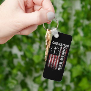 Custom Christian One Nation Under God Key Ring