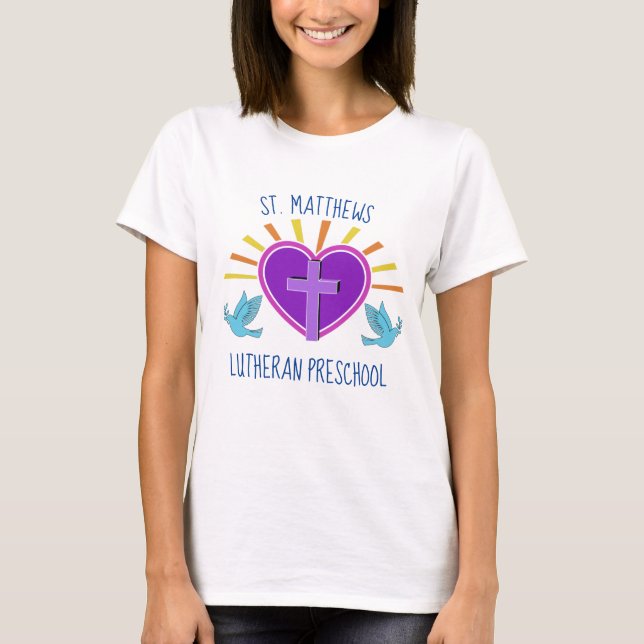 Custom Christian Preschool Cute Teacher Cross T-Shirt (Front)