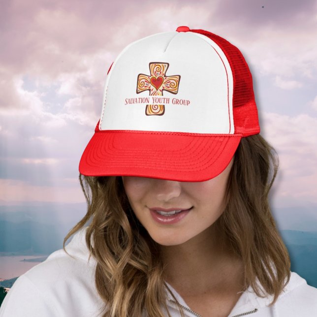 Custom Christian Whimsical Cross Church YouthGroup Trucker Hat (Creator Uploaded)
