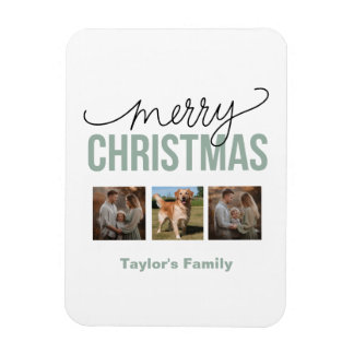 Custom Christmas 3 Spaces Family Photo Magnet