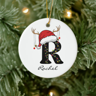 Custom Christmas Alphabet Initial Ornament for Mom