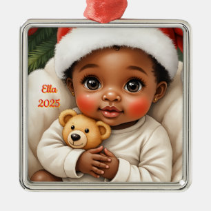 Custom Christmas Baby Girl Metal Tree Decoration