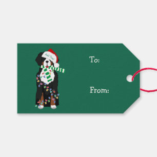 Custom Christmas Bernese Mountain Holiday Dog Gift Tags